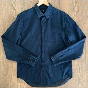 LORENZO UOMO Shirt 16.5 Perfect Denim Shirt Dress Cowboy Rodeo 2 Step Dance NWOT